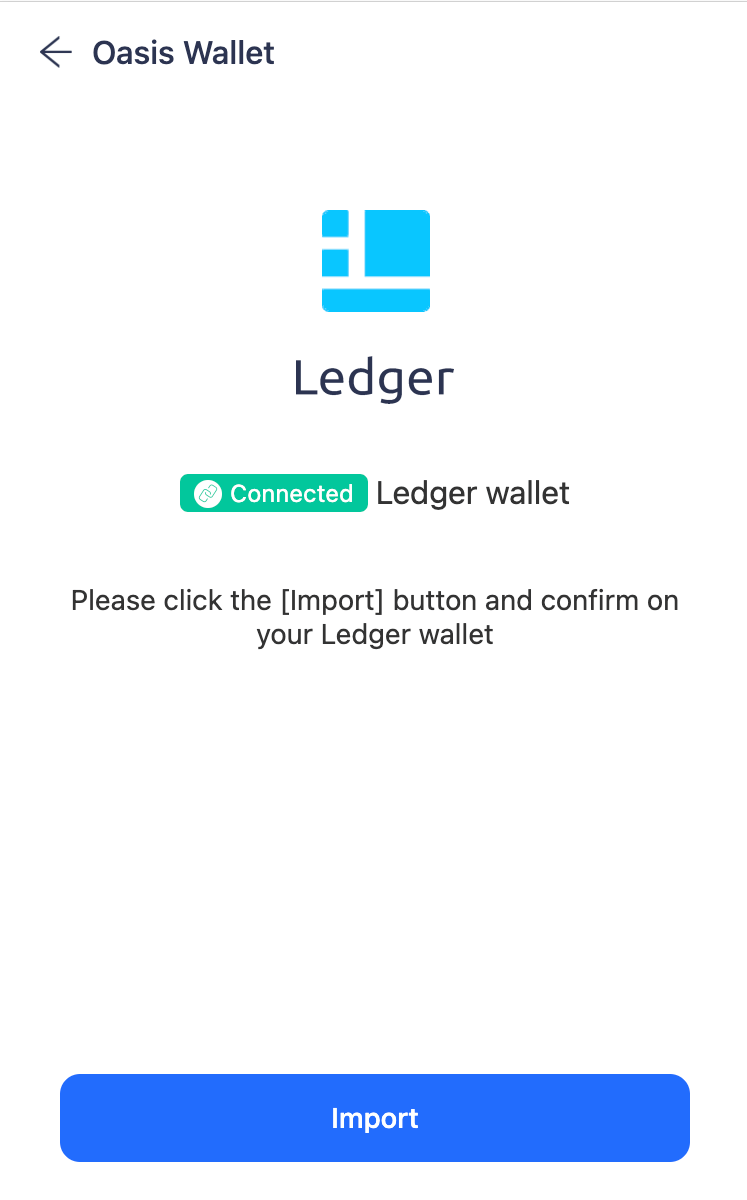 Confirm your Ledger device and Import